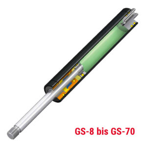 Gasdruckfeder GS-8 bis GS-70, Querschnitt Produkt (grafische Darstellung)