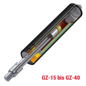 Gaszugfeder GZ-15 bis GZ-40, Querschnitt Produkt (grafische Darstellung)