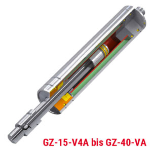 Gaszugfeder GZ-15-V4A bis GZ-40-VA, Querschnitt Produkt (grafische Darstellung)