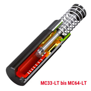 Industriestoßdämpfer MC33-LT bis MC64-LT, Querschnitt Produkt (grafische Darstellung)