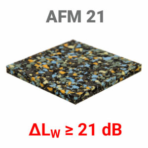 Trittschallschutz AFM 21 mit Trittschallverbesserungsmaß 21 dB nach ISO 717-2, Produktbild (Nahaufnahme des Materials)