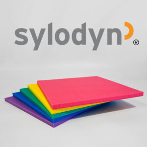 Sylodyn, Vibrationsdämpfung, Polyurethanelastomer, Sylodyn Logo groß und verschiedene Platten